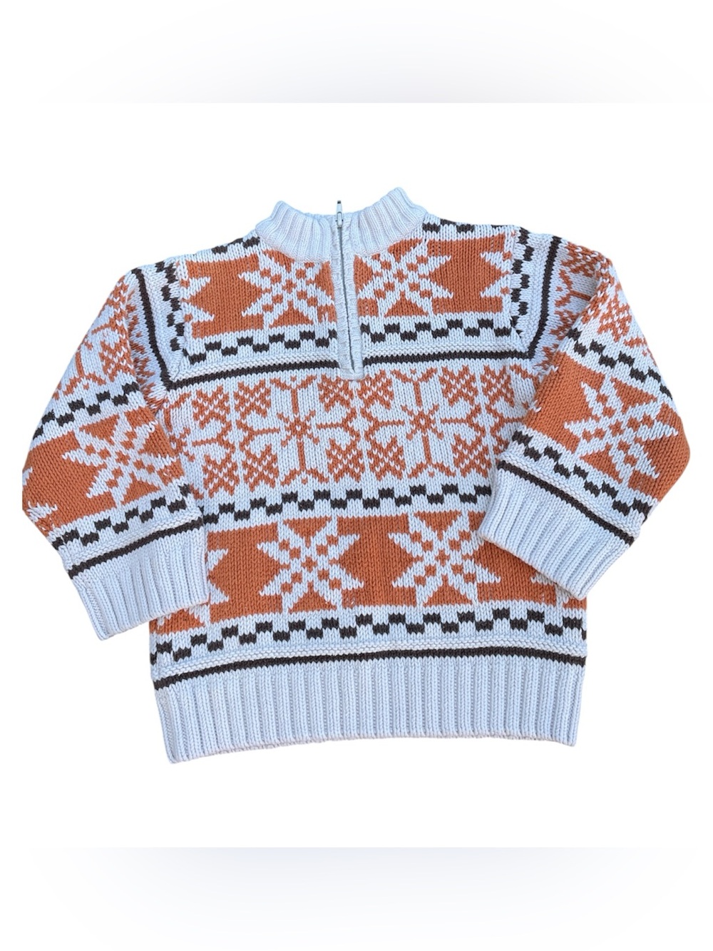 Gymboree Chunky Ski Sweater Quarter Zip Toddler 4  Orange and Brown